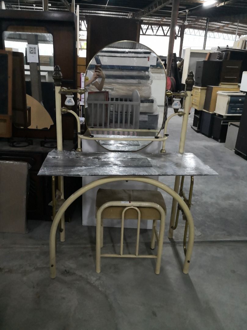 Vintage Glass Dressing Table with Mirror, Furniture & Home Living