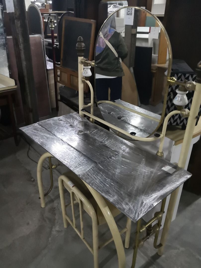Vintage Glass Dressing Table with Mirror, Furniture & Home Living
