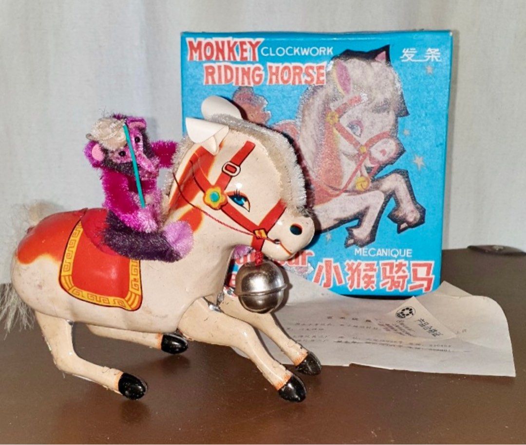 Vintage Monkey Riding Horse Collectible Tin Toy, Hobbies & Toys ...