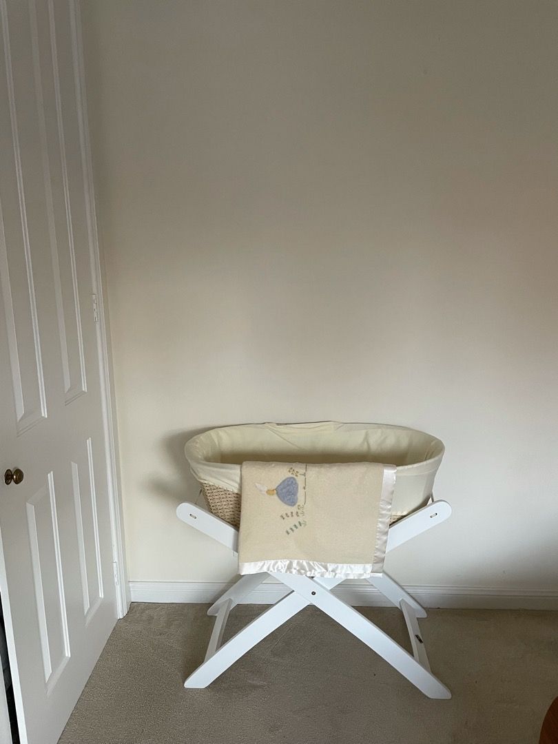 Vintage woven Moses basket on stand, Babies & Kids, Baby Nursery & Kids