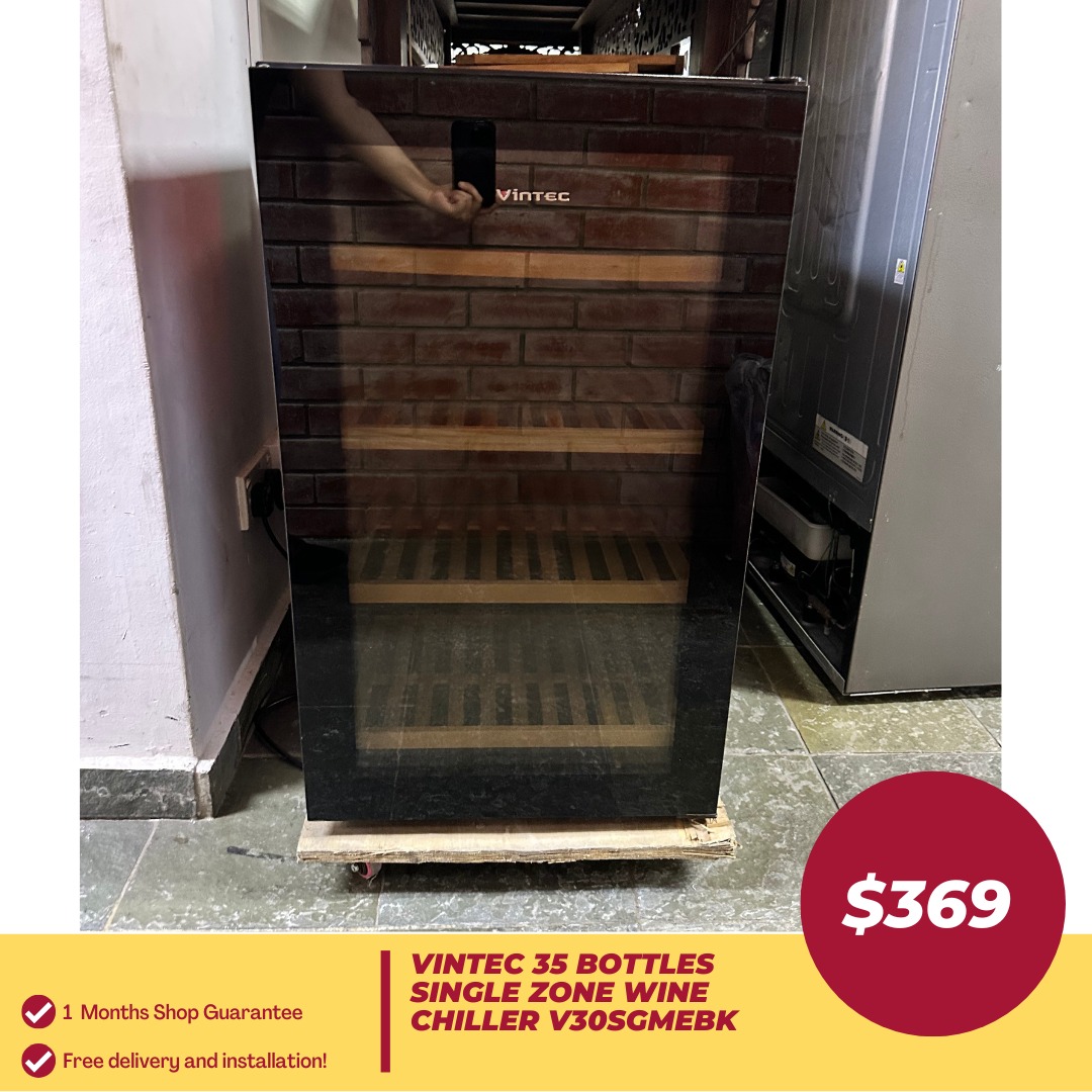 VINTEC 35 Bottles Single Zone Wine Chiller V30SGMEBK, TV & Home