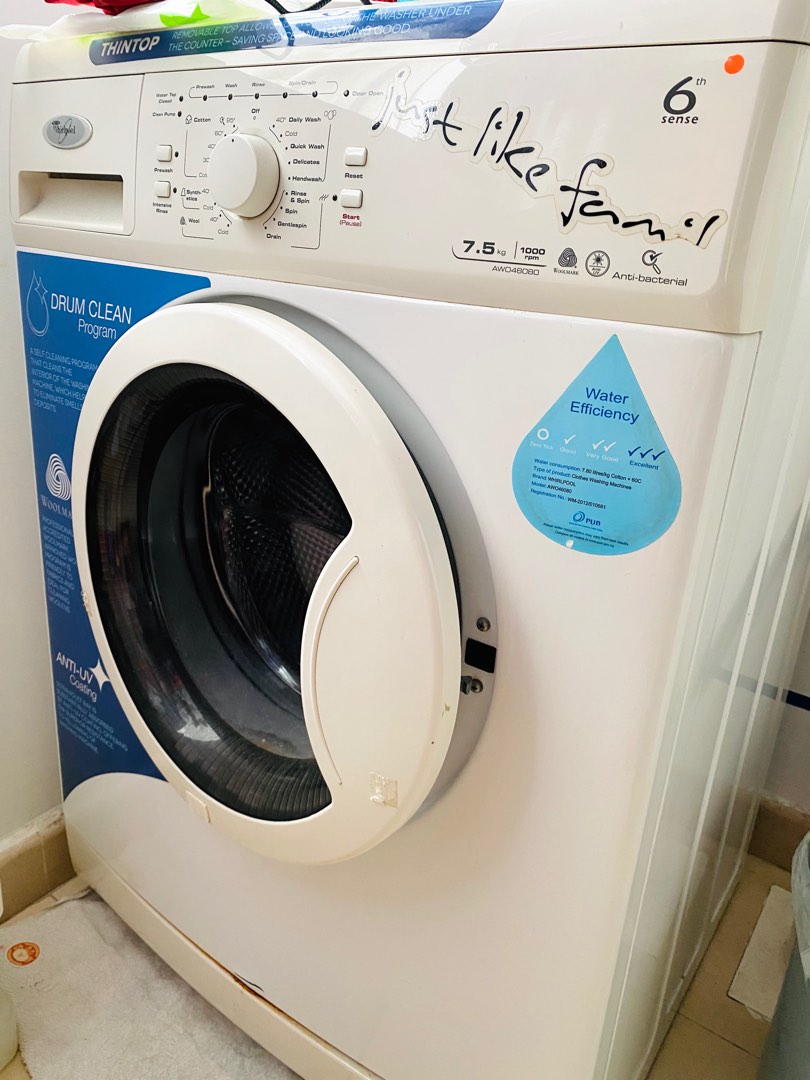 Whirlpool washing machine 7.5kg, TV & Home Appliances, Washing Machines