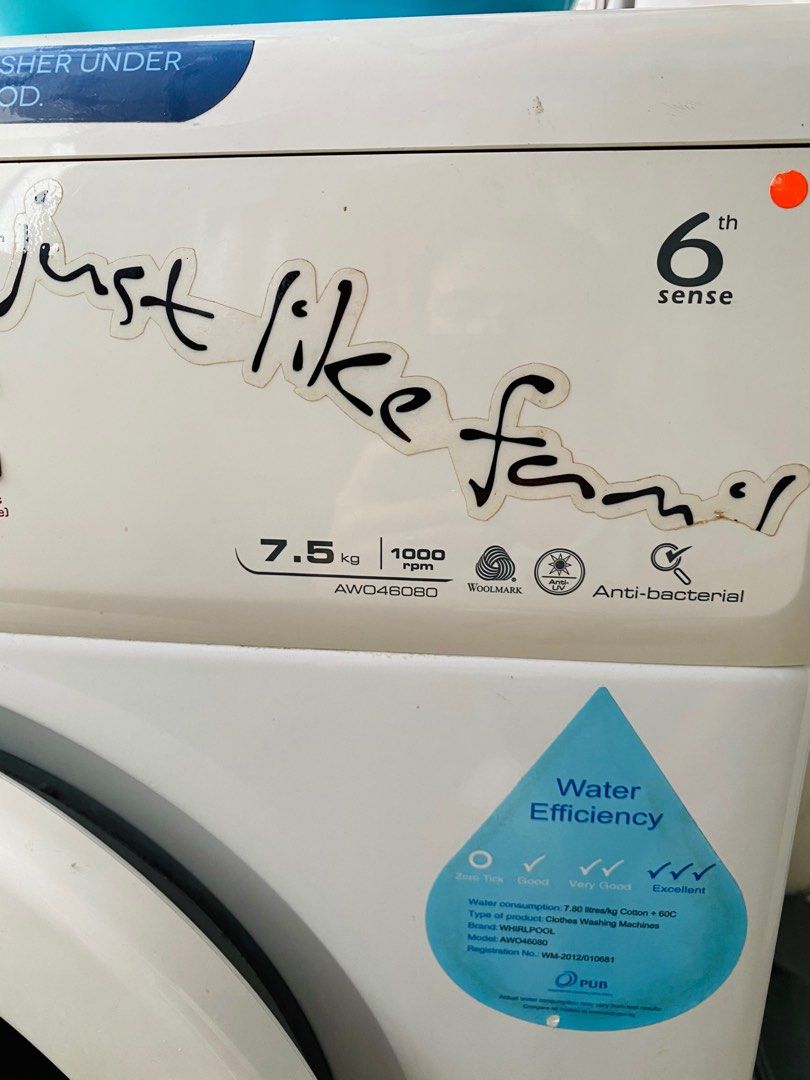 Whirlpool washing machine 7.5kg, TV & Home Appliances, Washing Machines