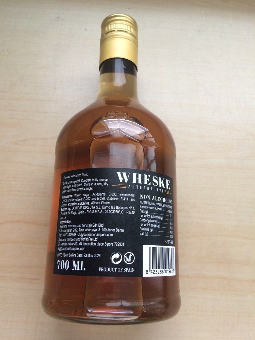 Whissin Non-Alcoholic Whiskey Alternative From Spain 700ml, Vegan & Never  Alcoholized