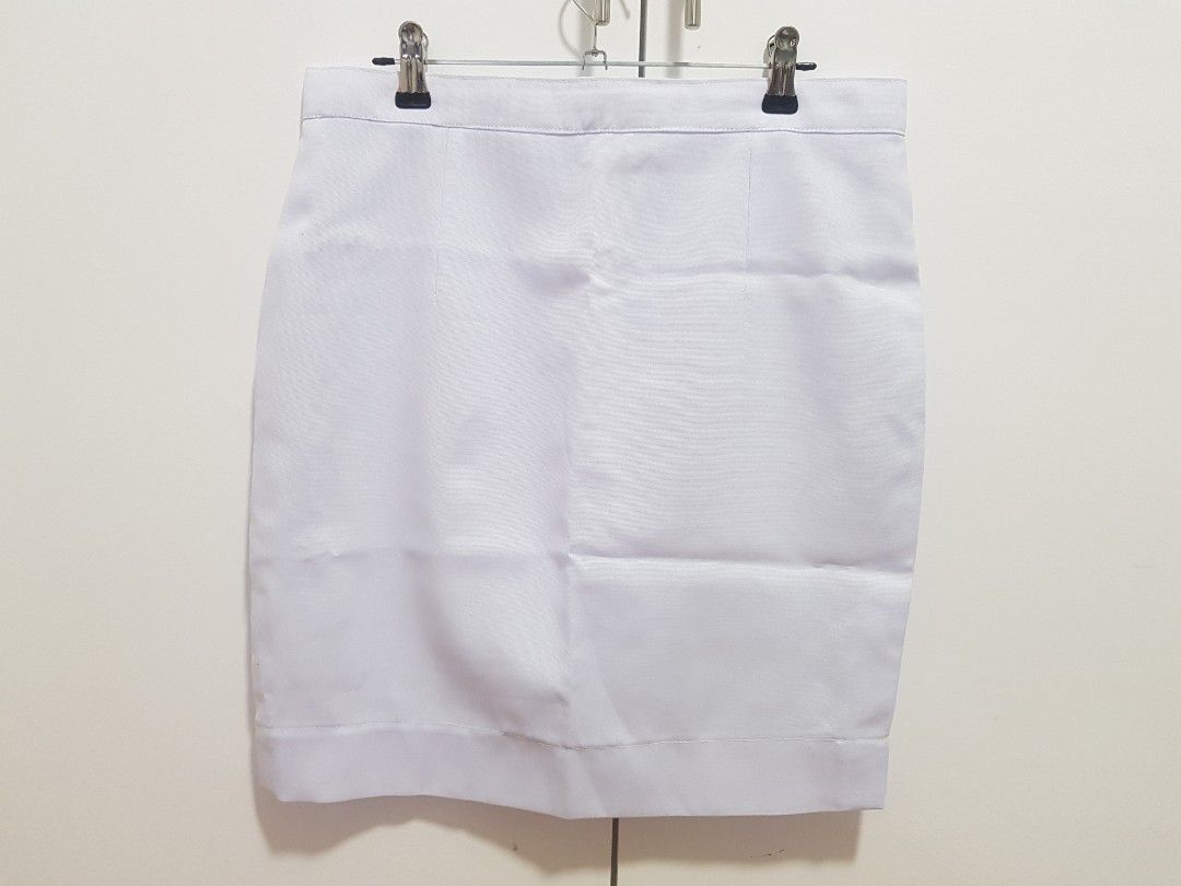 White Uniform (1 set, top & skirt) (Category: Sets or Coordinates) located in Baguio. Submitted by momandshaun (Listing ID 1214258112, Image 2). Description: TOP Shoulder Width: 16in Waist: 15in Length: 22in SKIRT Waist: 30in. Length: 19in. MOP: Gcash only.