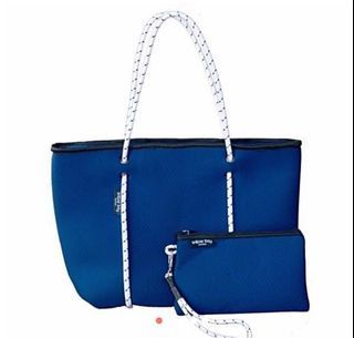Willow Bay Black Neoprene Mini Tote Bag - Boutique Luxury Handbag for Women w/ Double Eyelets, Full Zip Closure, Segmented Pockets, Removable Base