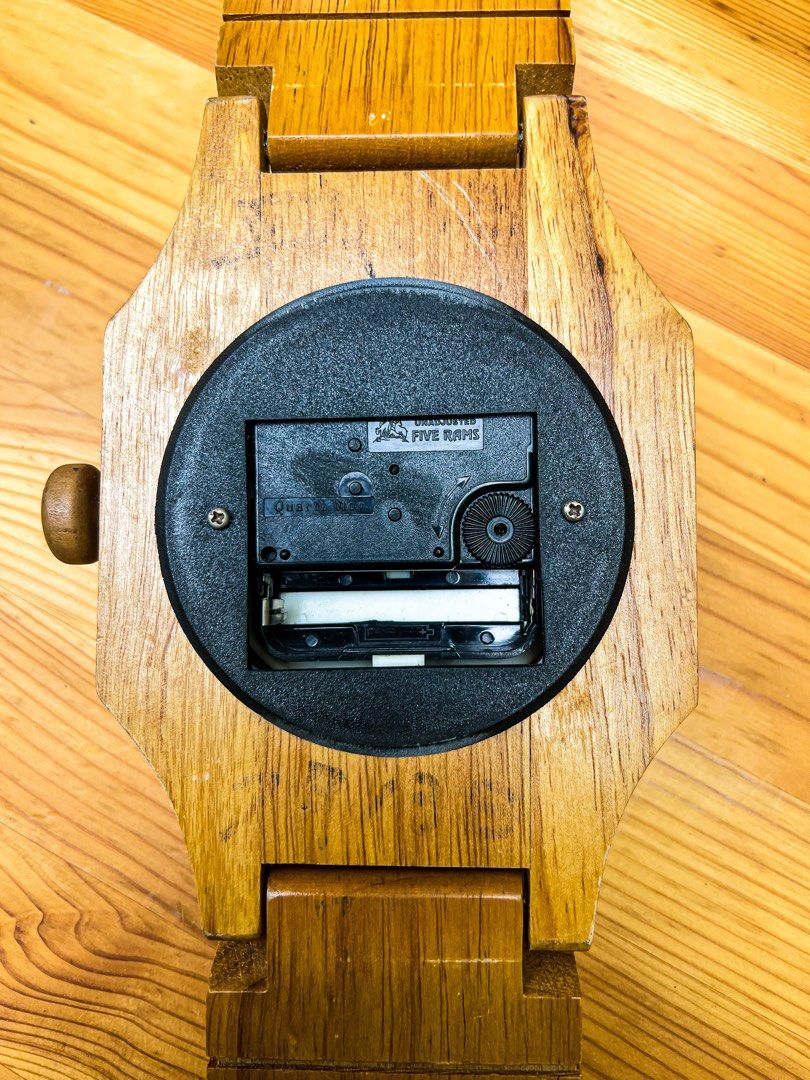 Wooden wrist watch wall clock, Furniture & Home Living, Home Decor