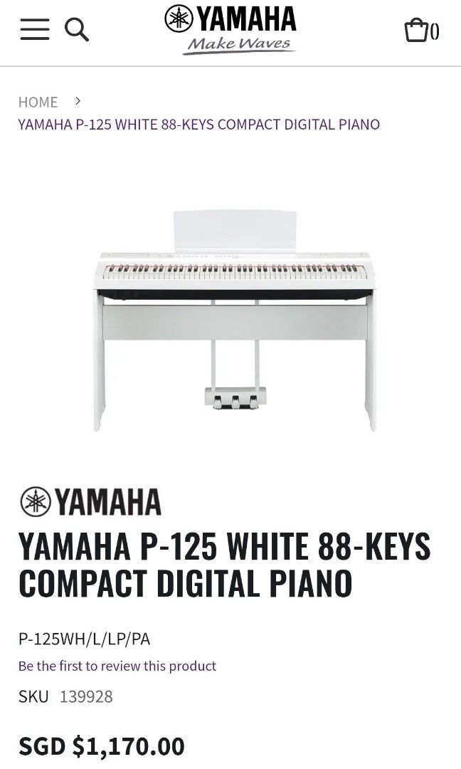 Yamaha Digital Piano P125, Hobbies & Toys, Music & Media, Musical