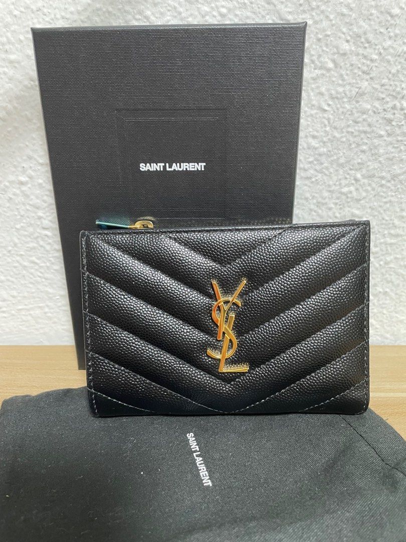 CASSANDRE MATELASSÉ Fragments Zipped bi-fold wallet in grain de poudre  embossed leather, Saint Laurent