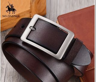 High Quality A Letter Slide Buckle Luxury Brand Genuine Leather Designer  Belts Men Fashion 3.8cm Casual Waistband Coffee