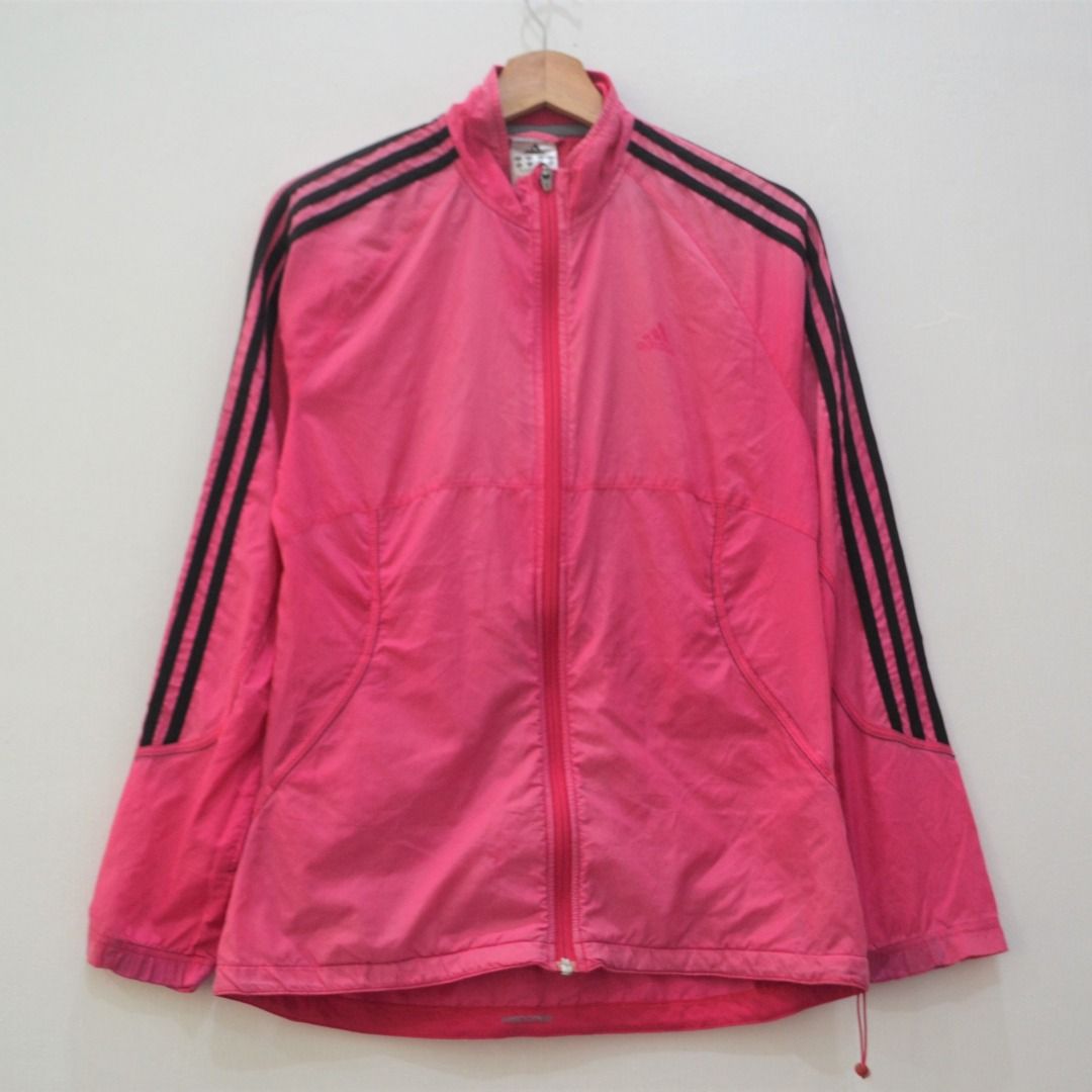 Pink adidas hot sale windbreaker womens
