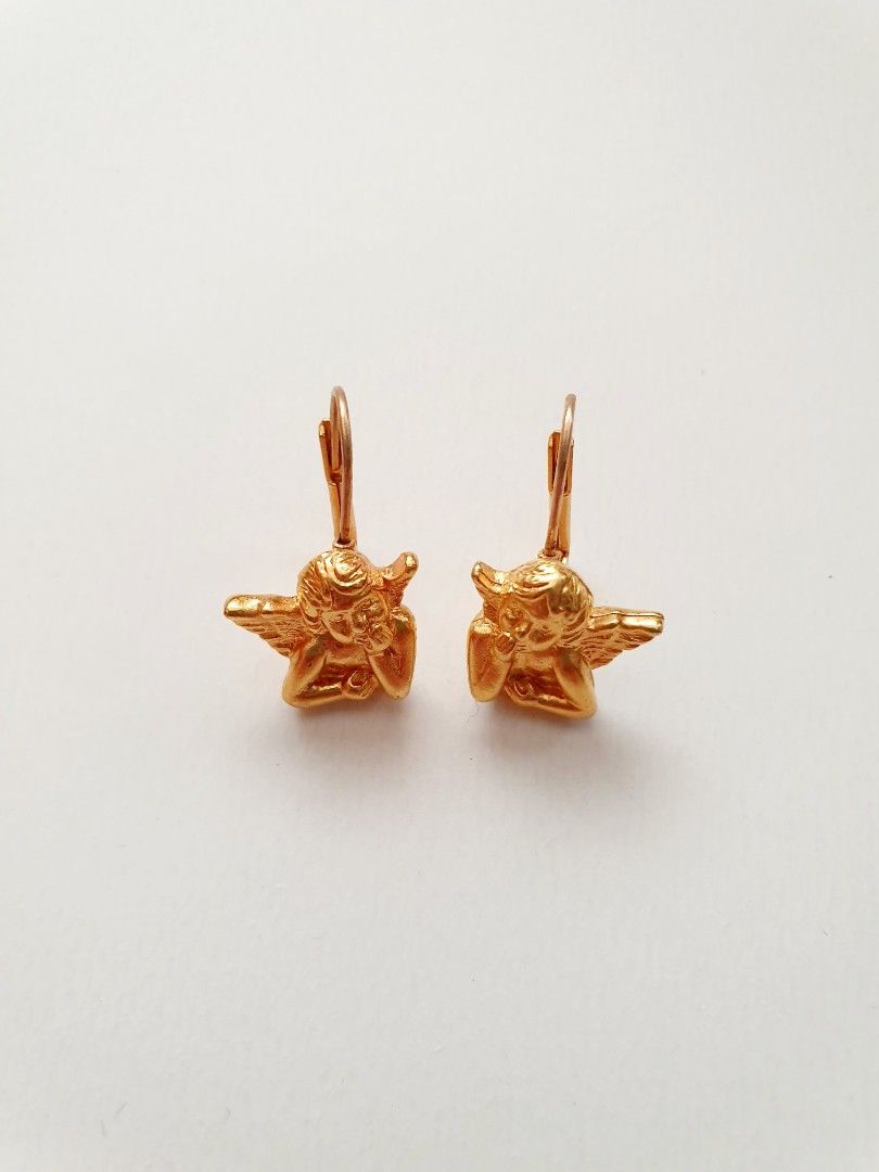 Gold online cherub earrings
