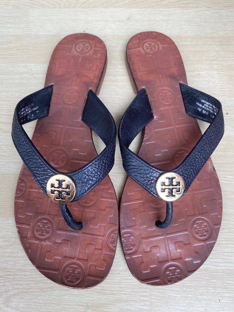 Authentic Tory Burch Genuine Leather Slippers, Luxury, Sneakers & Footwear  on Carousell