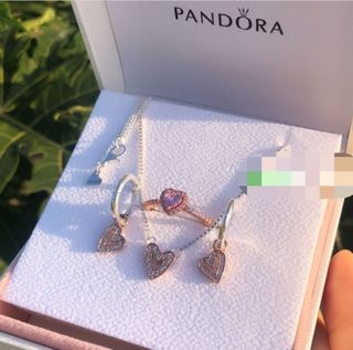 ⭐BIG SALE PANDORA AUTH FREE HAND HEART NECKLACE -1700( Adjustable) 16-17-18 inches/ RING (4-5-6-7-8-9-10)/HOOP EARRINGS -1200