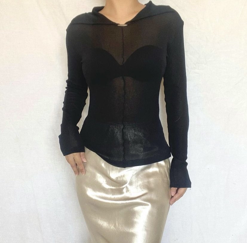 Black mesh top, Women's Fashion, Tops, Others Tops on Carousell