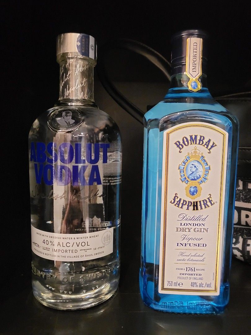 Bombay Sapphire Gin and absolut vodka, Food & Drinks, Alcoholic