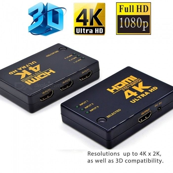 microware 3 Port HDMI Multi Display Auto Switch Hub Box 1.3 1080P