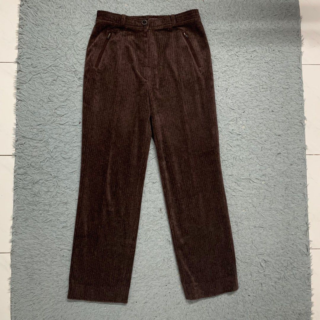 Brown Corduroy Pants Slim Fit (preloved), Women's Fashion, Bottoms