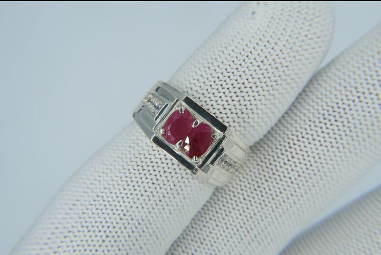 Burmese Ruby Ring (Pair) (Category: Jewelry) located in Singapore. Submitted by GemsenseStore (Listing ID 1218149262, Image 1). Description: Natural Burmese Ruby (Pair) Weight: 1.50 ct Treatment: Heated Only Ring: Handmade Silver Ring - Custom Design Size: 18.5 HK Resizing and Certification: Upon request with price. You may message me directly for the details. Prices listed are not with delivery service/mailing fees. Delivery/mailing fees will be