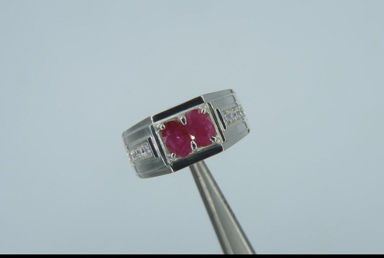 Burmese Ruby Ring (Pair) (Category: Jewelry) located in Singapore. Submitted by GemsenseStore (Listing ID 1218149262, Image 2). Description: Natural Burmese Ruby (Pair) Weight: 1.50 ct Treatment: Heated Only Ring: Handmade Silver Ring - Custom Design Size: 18.5 HK Resizing and Certification: Upon request with price. You may message me directly for the details. Prices listed are not with delivery service/mailing fees. Delivery/mailing fees will be