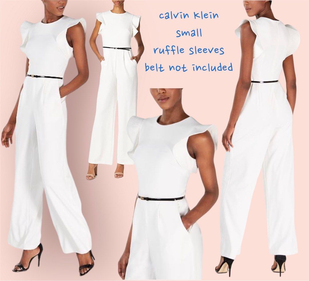 Calvin Klein ruffle sleeves jumpsuit, Women's Fashion, Dresses & Sets,  Jumpsuits on Carousell