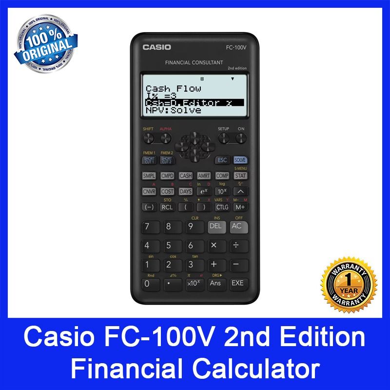 Casio FC100V Financial Calculator. Casio FC 100V. 2nd Edition. Local SG Seller. Local SG Stock. 1 Year Warranty. Express Shipping. Comes With Slide On Hard Case. Hobbies Toys Stationery Craft Statione...
