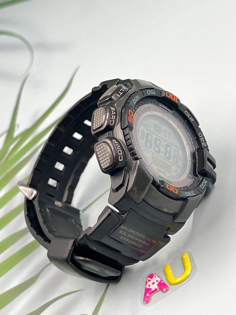 Casio ProTrek PRG270 Tough Solar Triple Sensor Compass Barometer Altimeter Thermometer (Category: Men's Watches) located in Davao. Submitted by 09099720111 (Listing ID 1218111735, Image 2). Description: Im selling slightly used ORIGINAL CASIO PROTREK PRG-270 Model Tough Solar Triple Sensor Compass Barometer Thermometer/Altimeter.. 100% Original 100% No issue and No Damage 100% Working MoneyBack Guarantee if Fake My konti scratch lang sa bracelet 