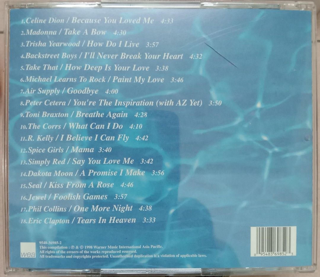 CD Everlasting love Songs ..... ️ .. YEAR 1998 WARNER MUSIC BEST ...