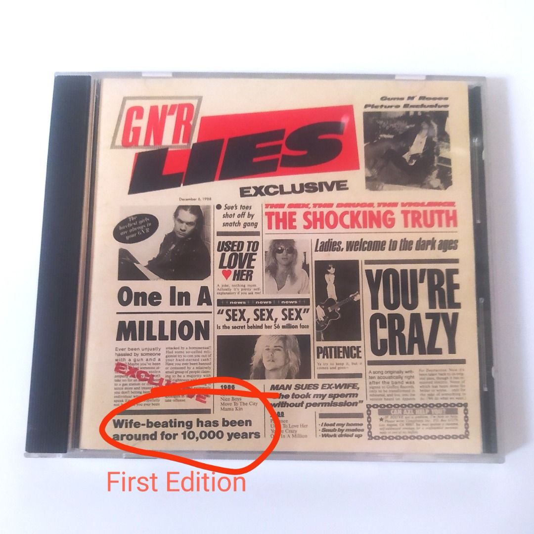 CD Guns N Roses Lies USA FIRST PRESS Banned Cover design, Hobbies