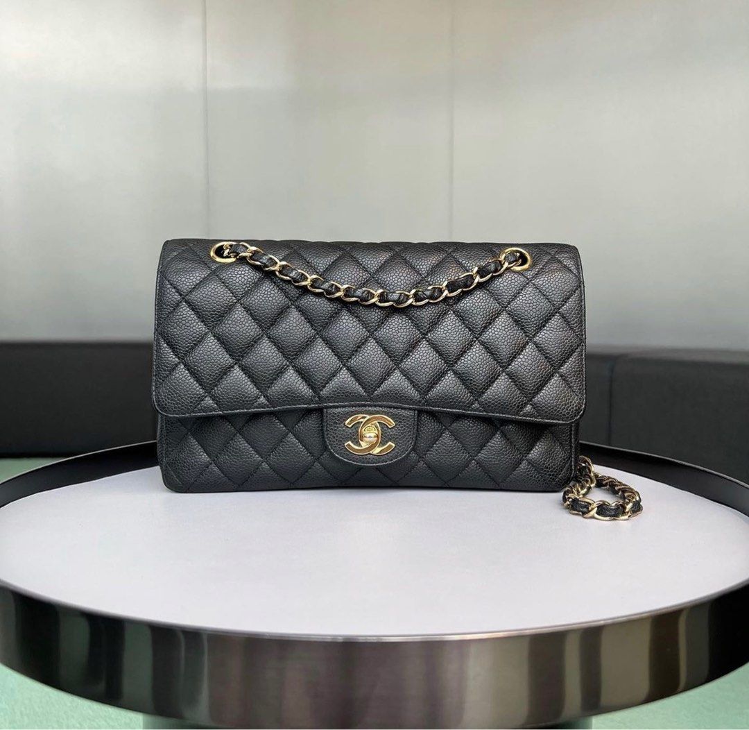 Chanel Classic Double Flap Medium Caviar Black Ghw, Luxury, Bags