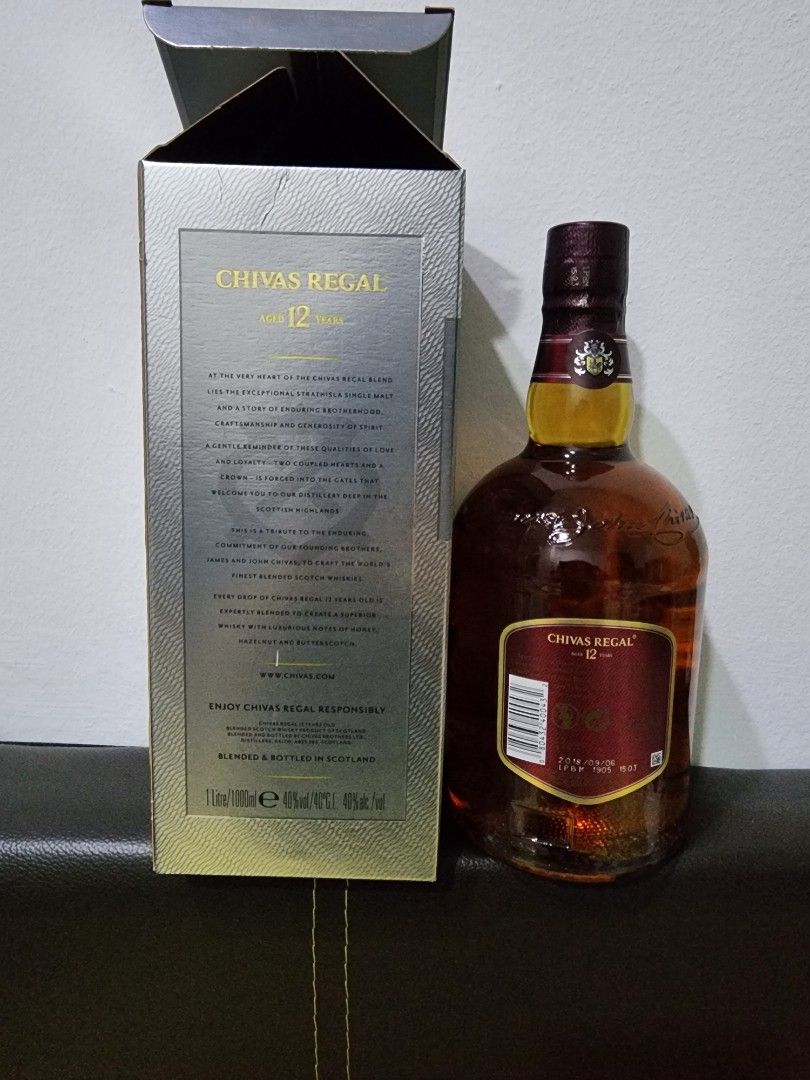 CHIVAS REGAL 12 YEARS, 1 LITRE/1000ML, Food & Drinks, Alcoholic Beverages  on Carousell