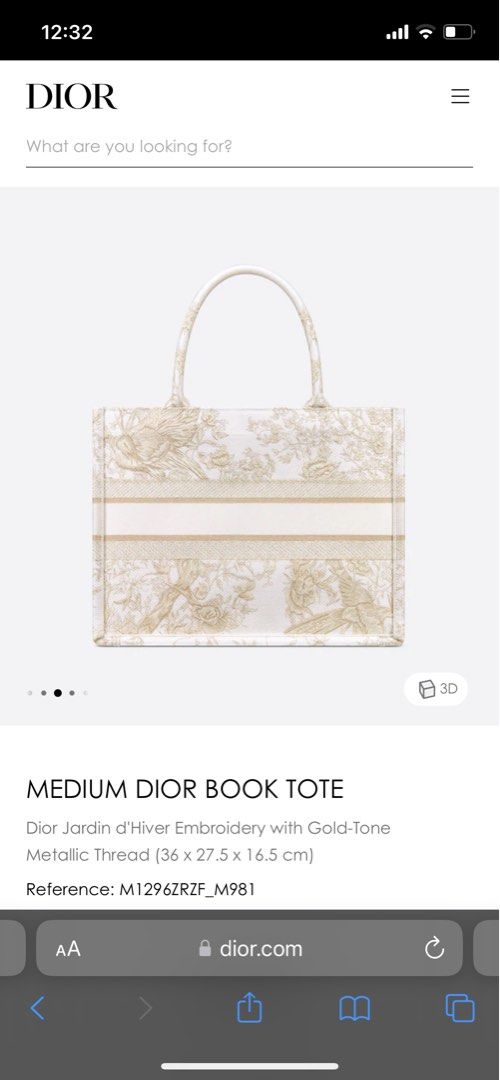 Dior - Medium Dior Book Tote White and Gold-Tone Dior Oblique Embroidery (36 x 27.5 x 16.5 cm) - Women