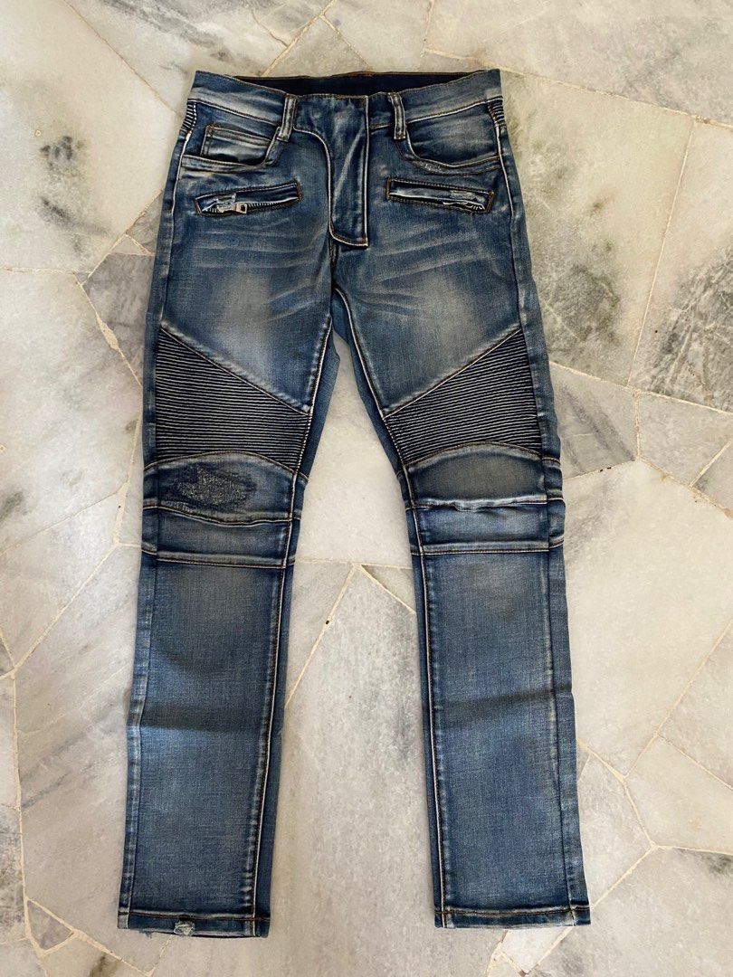 Mens balmain clearance biker jeans