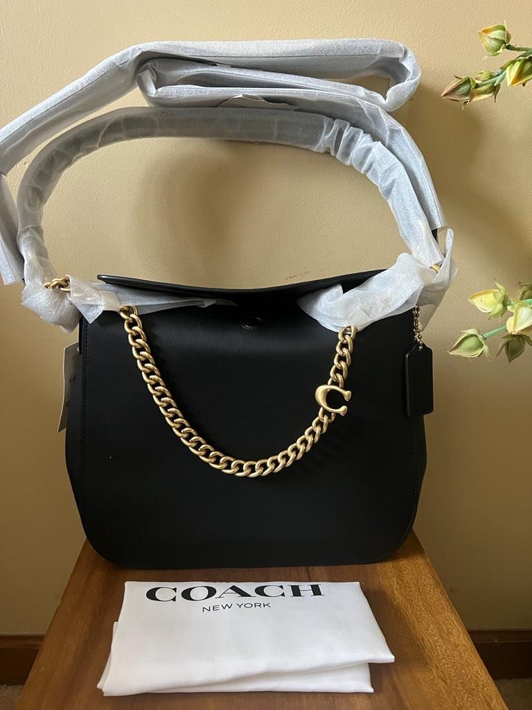 Coach Signature Chain Hobo Black Sz 23 x 22 x 9 Barang Mewah Tas Dompet di Carousell