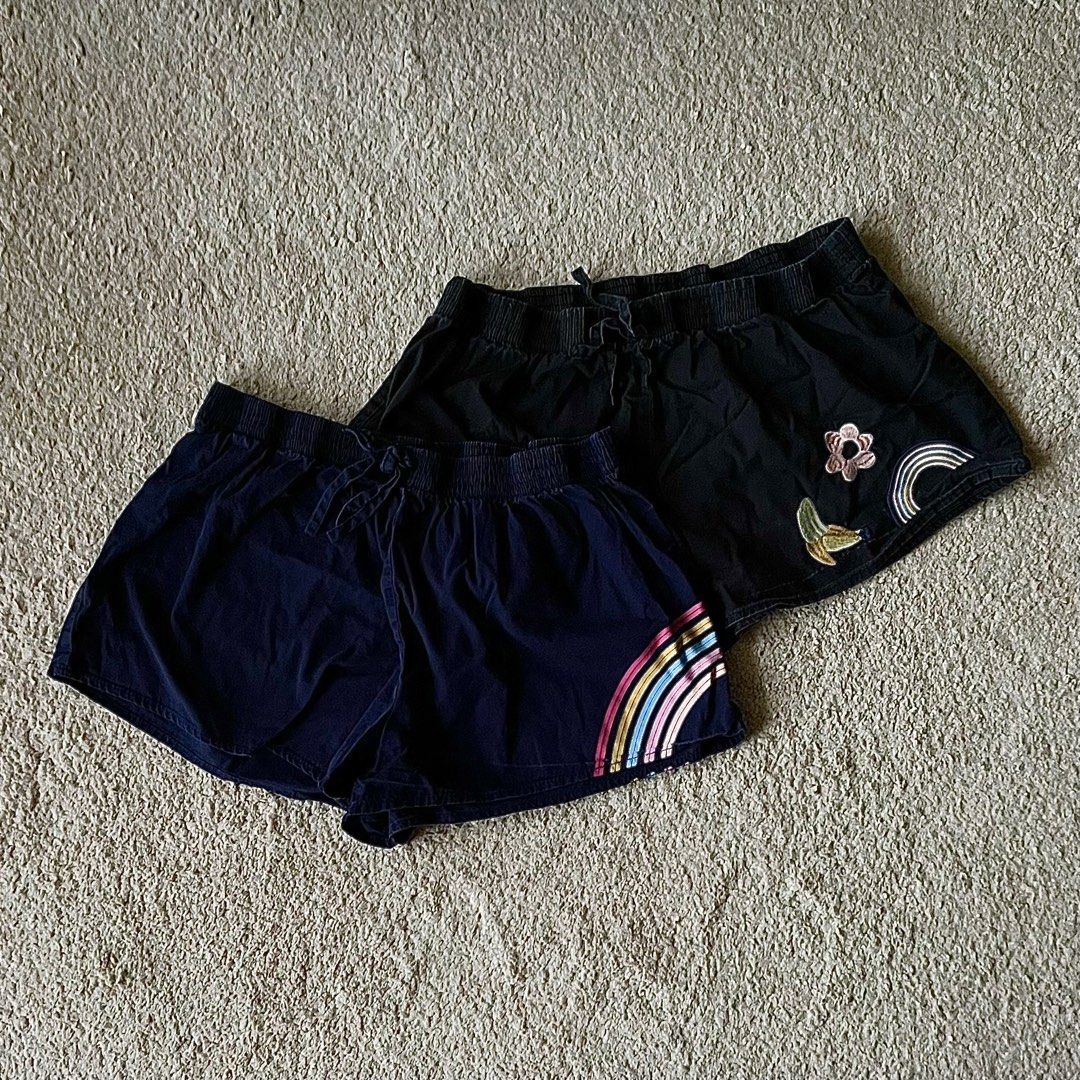 Cotton On Body Cute Navy Blue with Print and Black with Embroidery Bottoms Shorts