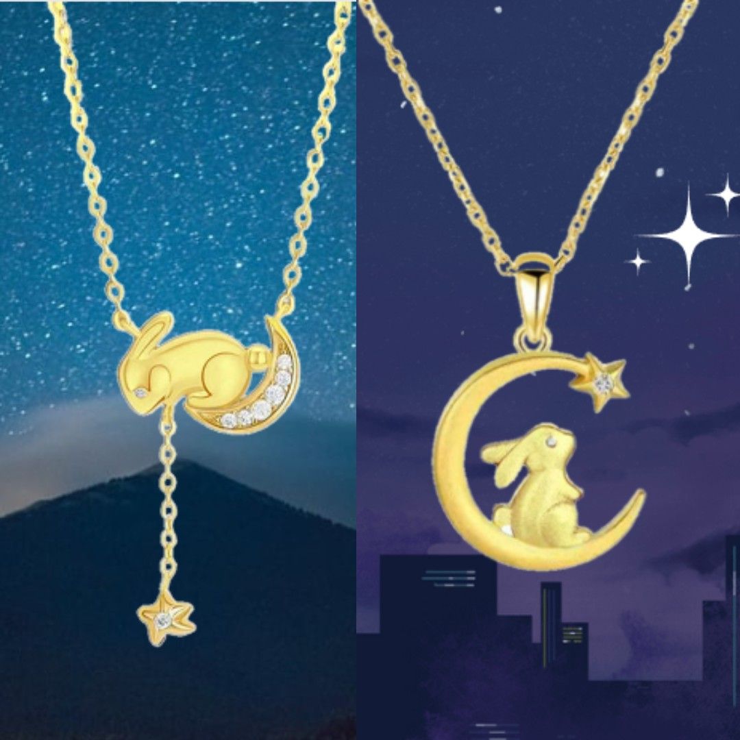 Gold bunny necklace on sale