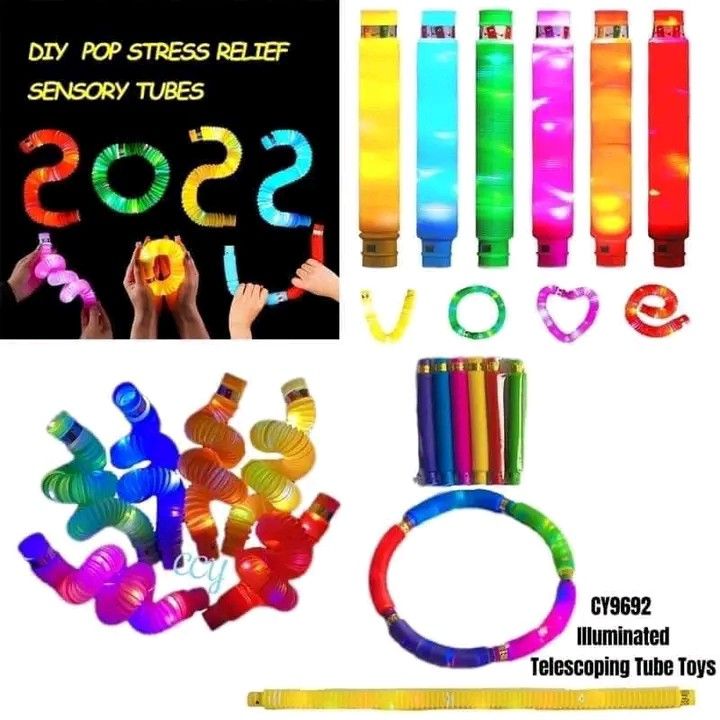 DIY light tube/color stretch plastic tube corrugated retractable toy