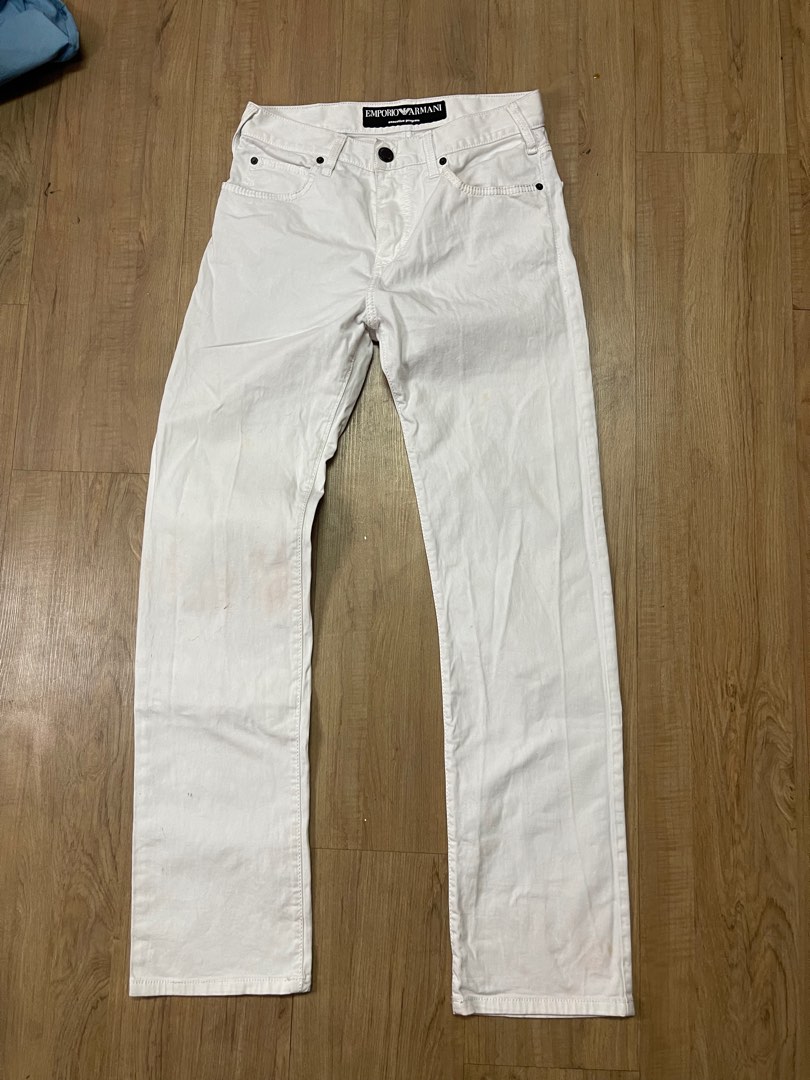 Emporio armani white jeans discount