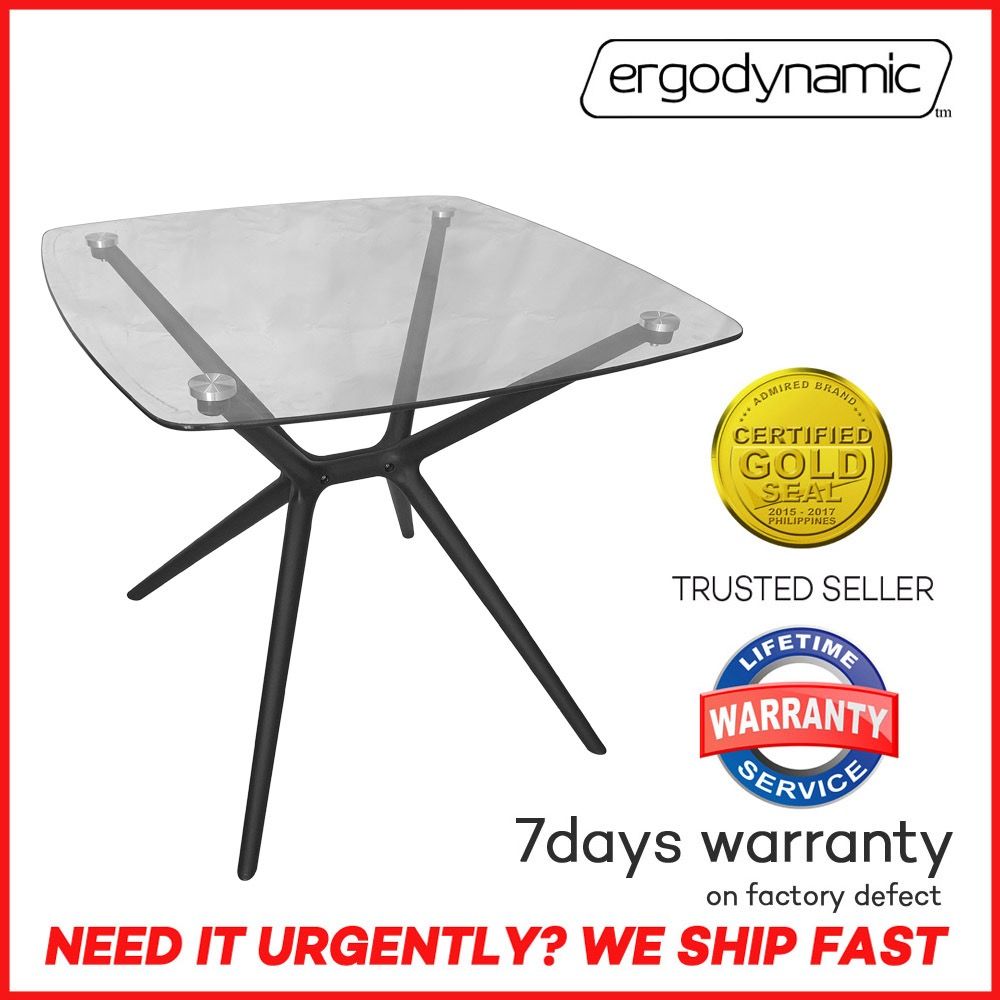 Ergodynamic GT80S White & Black Glass Table / Dining, Coffee, Office