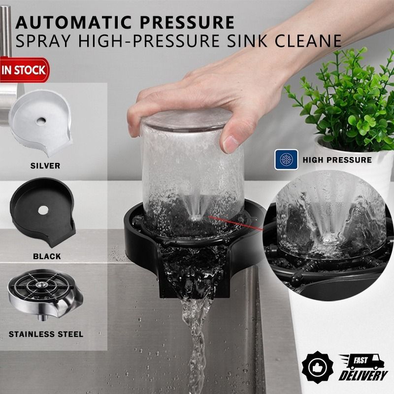 Faucet Glass Rinser Kitchen Sink Automatic Cup Washer Bar Glass Rinser