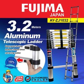 FUJIMA Japan Aluminum Telescopic Single Ladder / Telescopic Foldable Ladder / Folding Aluminum Ladder (2.6M, 3.2M, 3.8M) LIGHTHOUSE ENTERPRISE