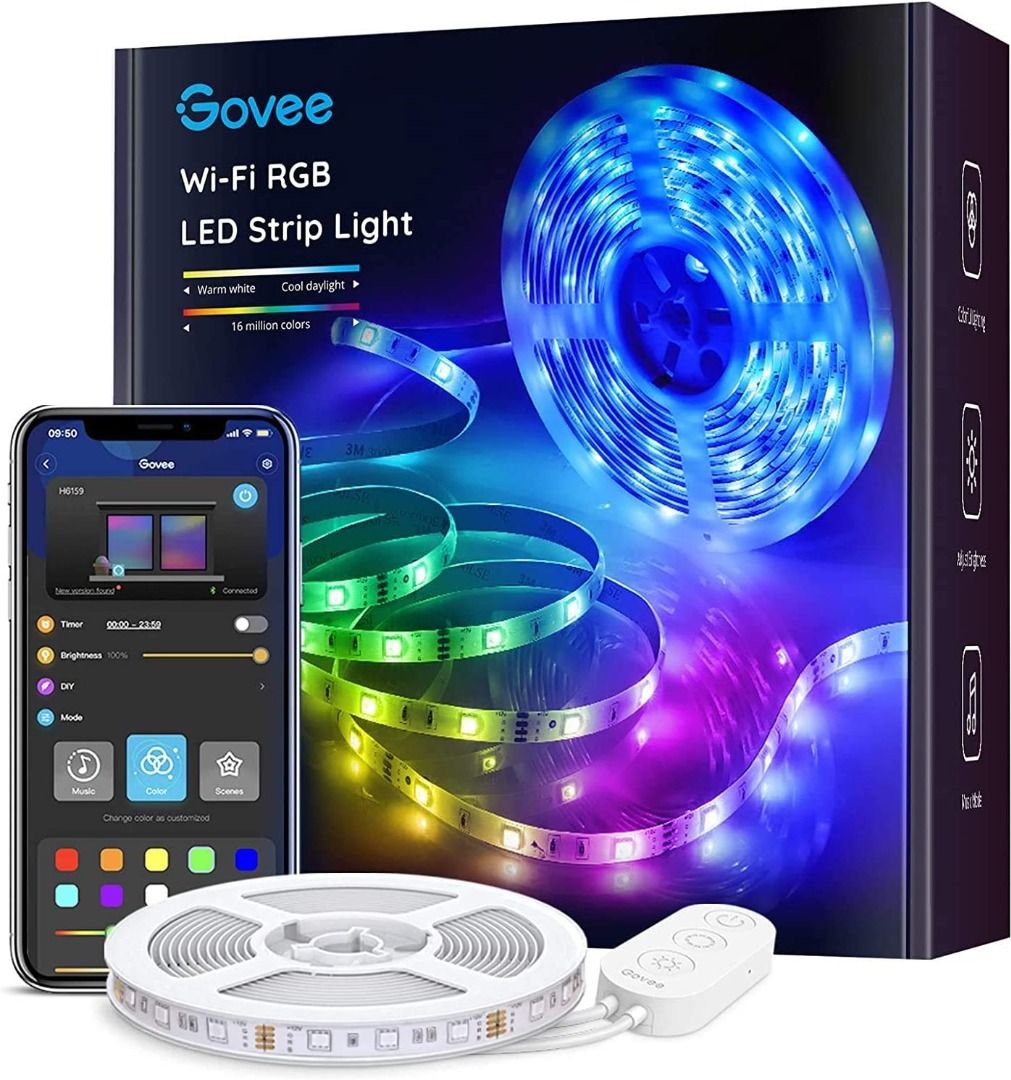 Govee 65.6ft RGBIC LED Strip Lights, Color Changing LED Lights, App Control  via Bluetooth, Smart Segmented Control, Multiple Scene Modes & Enhanced  Music Mode for Bedroom, Room, Party 