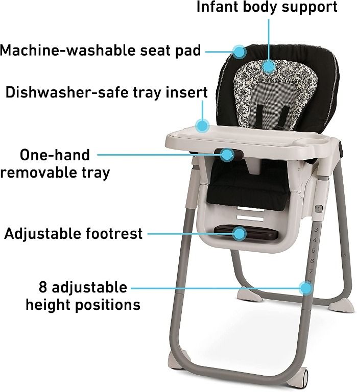 Graco TableFit Rittenhouse High Chair Black White Babies Kids