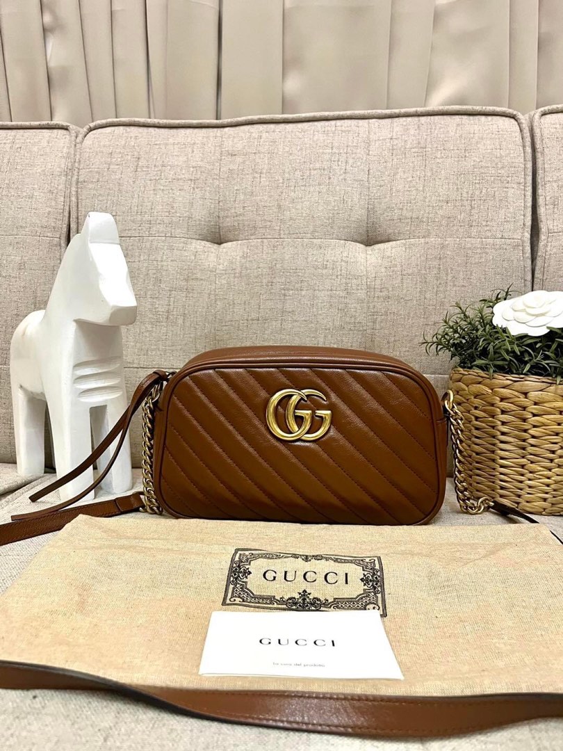 Gucci Marmont Small Camera Bag Brown Tan