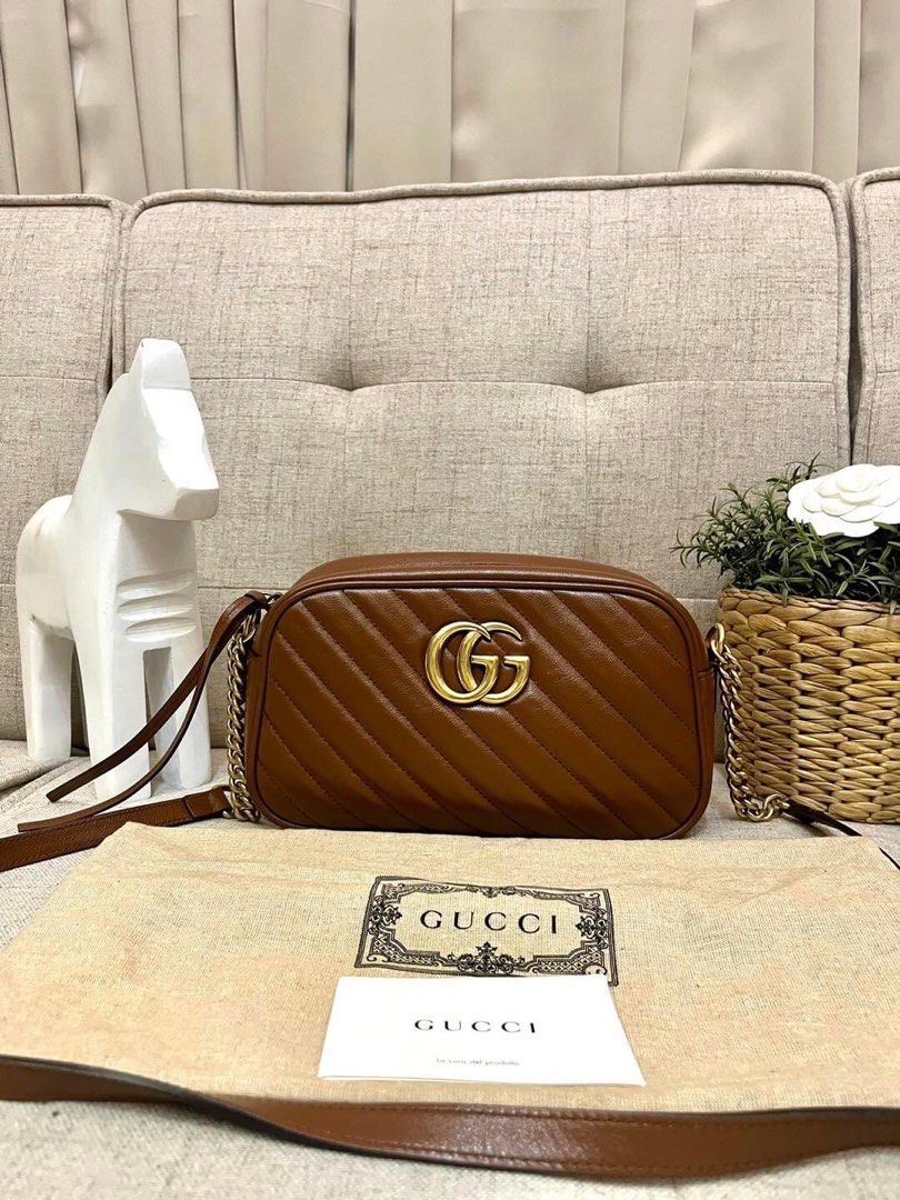 Gucci Marmont Small Camera Bag Brown Tan