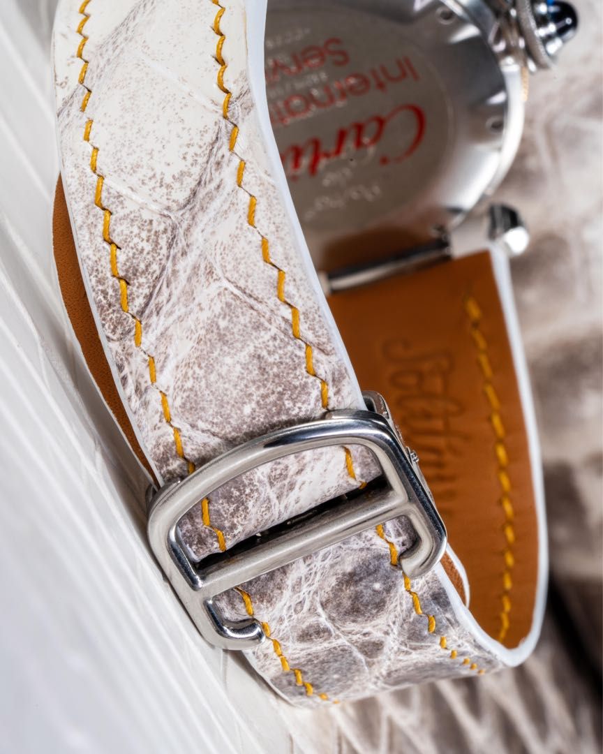 Handmade Handstitched Watch Strap In Himalayan Crocodile Leather