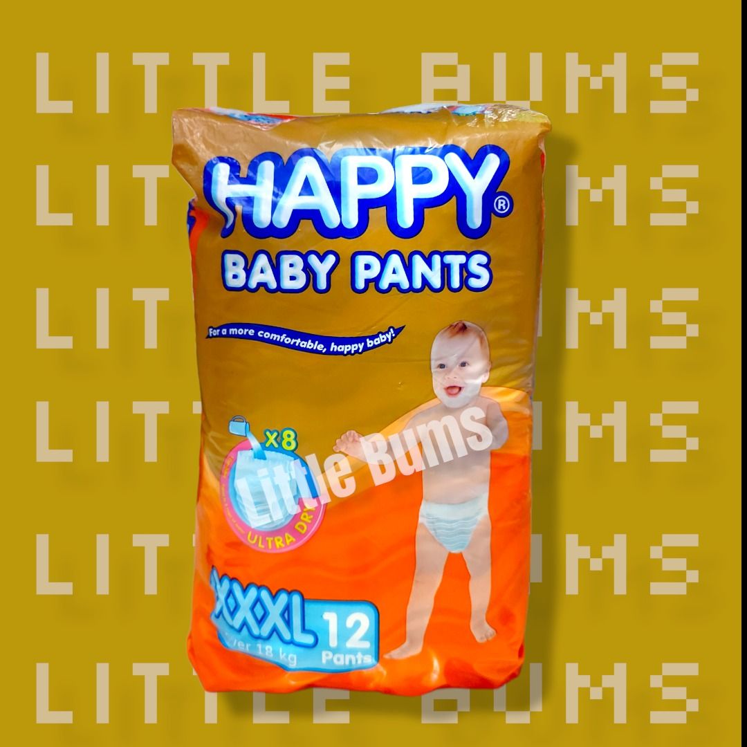 HAPPY BABY PANTS 12 (Category: Diapers & Baby Wipes) located in Quezon City. Submitted by littlebums (Listing ID 1218005183, Image 3). Description: HAPPY BABY PANTS 12 MEDIUM-101 LARGE-112 XL-120 XXL-126 XXXL-148 We offer discounts for more than 5 items per order!.