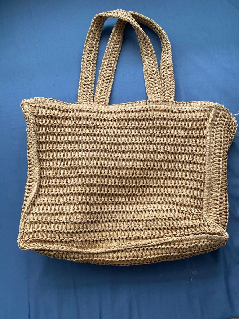 H M beach bag soft rattan Women s Fashion Bags Wallets Beach
