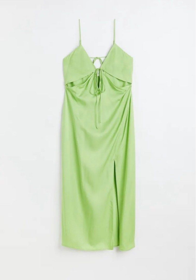 h&m lime green dress Women's Lime green Pleated Camisole Dress