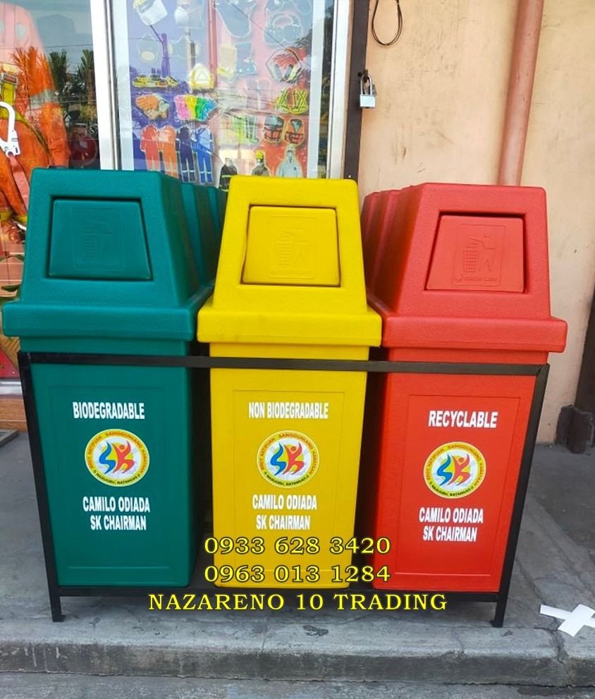 Hooded trash Bin Segregation Bin, Furniture & Home Living, Cleaning